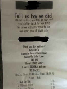 Consumer Review - Food Safety McDonald's, Dimsdale Parade West, Wolstanton, Newcastle-under-Lyme, Newcastle, UK 3rd August 2022,... photo #3