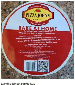 Food Recall Pizza John’s bake at home Pepperoni Pizza - recalled due to production without benefit of Inspection... photo #2