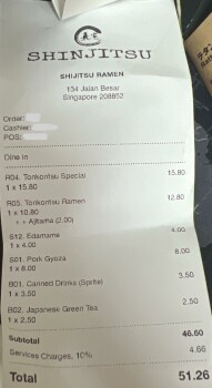 Consumer Review - Food Safety Jalan Besar, Shinjitsu Ramen restaurant @ Jalan Besar, Singapore On 19/9/2022, the two of us went th... photo #3