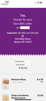 Avis du consommateur - Sécurité alimentaire Taco Bell, Ritter Drive, Beaver, WV, USA photo #2