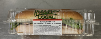 Food Recall Fresh and Local brand Turkey, Bacon Sub - recalled due to Listeria monocytogenes The affected produc... Foto #2