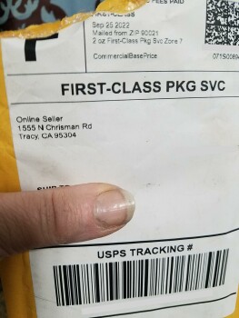 Empty bubble mailer received - 1555 North chrisman road Tracy California 95304 photo #1