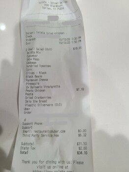 Avaliação do consumidor - Segurança alimentar Salata, Blackburn Street, Dallas, TX, USA Started having the symptoms the day I had a salad here.  S... foto #2