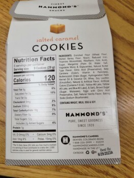 Reclame de Alimentos Hammond’s Candies  Salted Caramel Cookies  - recalled due to undeclared peanuts Hammond’s Candies of... foto #2