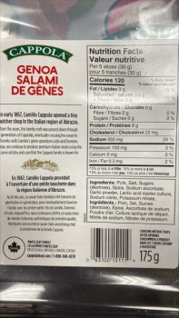 食品召回 Cappola  Genoa Salami - recalled due to undeclared milk and wheat The affected product is being reca... 照片 #1