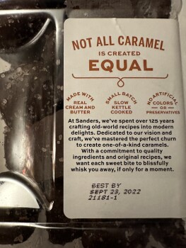 Sanders Sea Salt Chocolate Caramels, BJ’s Wholesale Club, Brooklyn, NY 11234, USA photo #1