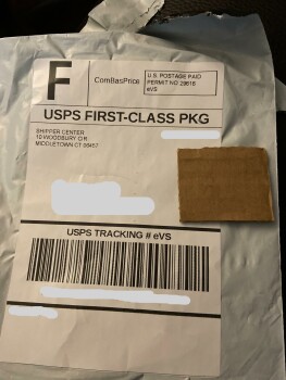 Received small empty package by USPS in mailbox today. One 1x1 piece of brown cardboard only in package foto #1