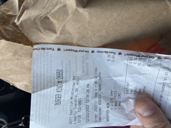 Consumer Review - Food Safety Burger King, 4311 Hamilton Middletown Rd, Liberty Township, OH 45011, USA Yesterday,  I ordered a wh... photo #2