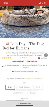 Rapport de sécurité du consommateur Earmuffs in lieu of dog bed, I think. Received earmuffs from 20526 59th Pl S, Kent, WA 97032, an Ama... photo #2