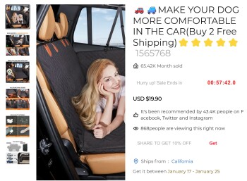 Informe de seguridad del consumidor Designacid/China Post Ordered two pet seat covers from these people.  Today I received one of these... foto #3