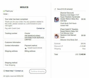 Relatório de segurança do consumidor Scam Alert I ordered 6 reborn dolls and received a baking tool worth about dollar . The order was su... foto #3