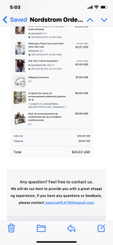 消费者安全报告 Norstrom/fingal shop Scam Bought 43.00 of clothes from what was listed as Norstrom. After purchasing... 照片 #1