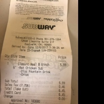 SUBWAY®Restaurants, Eastvale, CA, United States photo #1