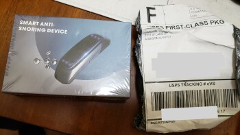Unordered package contains smart anti snoring device which I didn't order. Foto #1