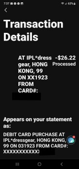 Scam got ring not clothes, IPL DRESSGEAR Hong Kong photo #1
