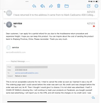 Rapport de sécurité du consommateur Bought of a Facebook ad and it turned into a scam Mark Cadicamo scam from 458 College Point Blvd, Co... photo #28