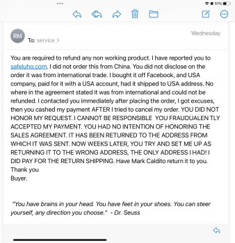 Rapport de sécurité du consommateur Bought of a Facebook ad and it turned into a scam Mark Cadicamo scam from 458 College Point Blvd, Co... photo #35