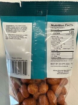 Reclame de Alimentos Werner recalled Chile Cacahuates Japones - due to undeclared peanut Werner Gourmet Meat Snacks in Ti... foto #2