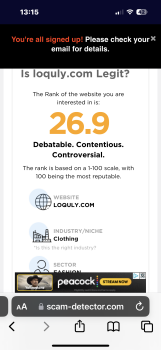 Consumer Safety Report The company called Loquly. They are a scam company selling fashion. I ordered 5 pairs of ridiculousl... photo #1