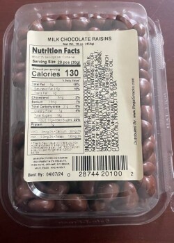 Reclame de Alimentos Regal Gourmet Snacks Milk Chocolate Raisins - recalled due to undeclared peanuts Regal Health Food I... foto #2