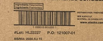 Food Recall Alasko IQF Whole Raspberries and IQF Antioxidant Blend - recalled due to Norovirus The affected prod... photo #4