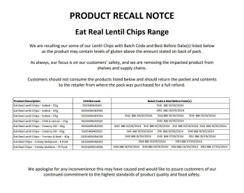 Food Recall Warp Snacks Lentil Bites and Chips products - recalled due to undeclared gluten Warp Snacks is recal... photo #6