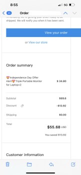 Consumer Safety Report SCAM! Aylen Amador I placed an order for 2 - Triple Monitors for Laptops and received a scarf.  Now... photo #2