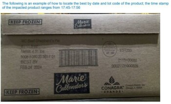 Food Recall Marie Callender’s Beef Shepherd’s Pie- recalled due to extraneous materials The FSIS announced the r... Foto #3
