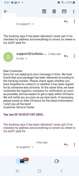 消费者安全报告 Scam Alert - Outtees I order clothing and it was like 10 items and it took over 21 days to get deliv... 照片 #3