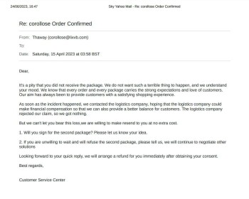 Consumer Safety Report ordered goods says this company delivered items THIS IS NOT TRUE still awaiting goods 2023-04-08 15:... photo #1