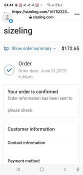 Order n9t received - Sizeling.co. photo #1