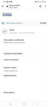 This url is posing as bed bath and beyond. Brinaw.online.  taking orders online 照片 #1