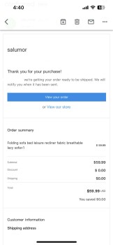 消费者安全报告 SCAM - Sofa.bed from salumor I ordered sofa folding bed and have not received my sofa I will be call... 照片 #2