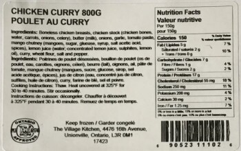 Food Recall The Village Kitchen Chicken Curry - recalled due to undeclared mustard The affected products are bei... photo #3