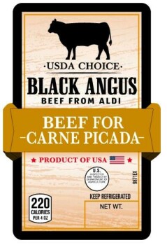 Food Recall ALDI USDA Choice Black Angus beef for Carne picada - Public Health alert due to extraneous materials... photo #1