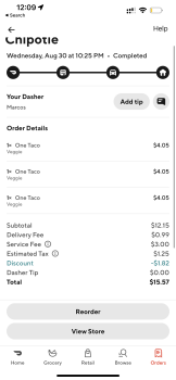 Doordash, Chipotle Mexican Grill, 1687 East Colorado Boulevard, Pasadena, CA, USA Foto #1