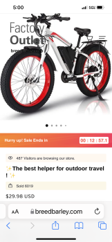 Consumer Safety Report I ordered 2 electric bikes from breedbarley.com for 67.97 on 8/9/2023 and  my order# is **** I order... photo #1